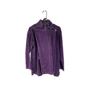 Jones Wear Royal Purple Velour Track Suit Long Sleeve Half-Zip Top & Elastic Wai